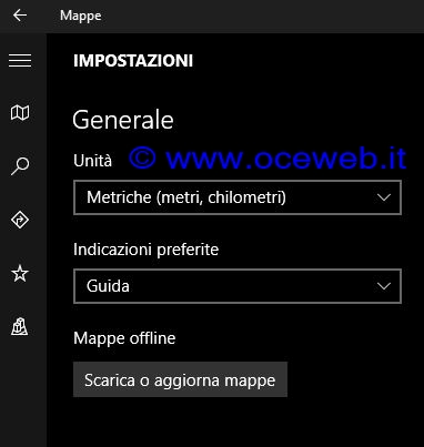 Impostazioni Mappe su Windows 10