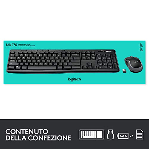 Logitech MK270 Tastiera E Mouse Wireless - Kit Per PC Windows Con Layout Francese AZERTY (Nero) - Foto 6