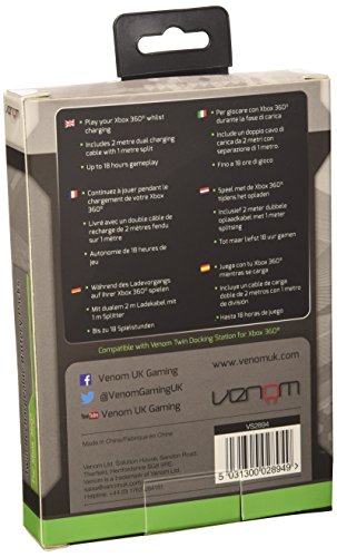 1563387277 974 Venom Twin Rechargable Battery Packs Black Xbox 360 Edizione - Venom Twin Rechargable Battery Packs - Black (Xbox 360) [Edizione: Regno Unito]