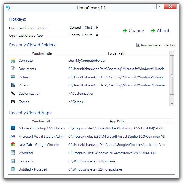 Ripristinare le cartelle e le applicazioni chiuse con UndoClose UndoClose