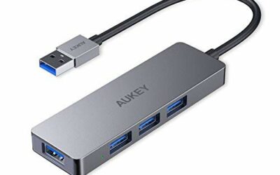AUKEY Hub USB 4 Porte in Alluminio Super Sottile Hub USB 3.0 per Apple MacBook Air, Mac PRO/Mini, Microsoft Surface PRO, dell XPS 15 e Molti Altri Dispositivi Compatibili – Grigio