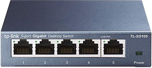 TP-Link TL-SG105 Switch 5 Porte Gigabit, 10/100/1000 Mbps, Plug & Play, Nessuna Configurazione Richiesta, Struttura in Acciaio