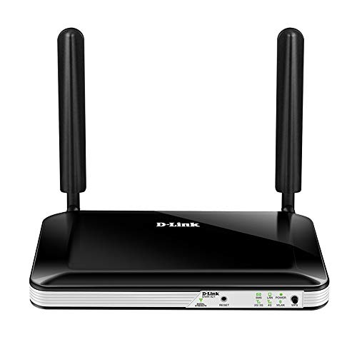 D-Link DWR-921 Router 4G LTE, Wireless N300, 4 Porte LAN Fast Ethernet, SIM Card Slot Integrato, 2 Antenne Esterne, Nero