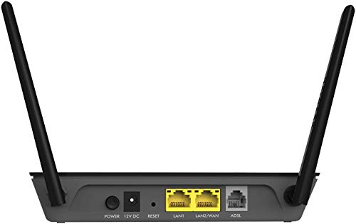 Netgear D1500 Modem con Router Integrato, Wi-Fi N300 Mbps, ADSL2+, 2 Porte Fast Ethernet, 2 Antenne Esterne, Nero