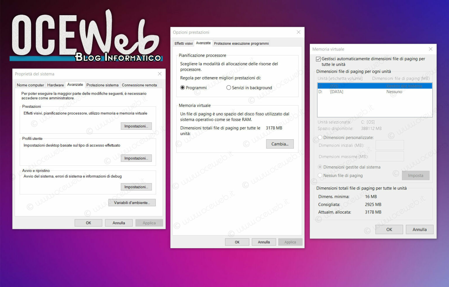 Come velocizzare Windows ottimizzando il file di Paging | OCEWeb.it