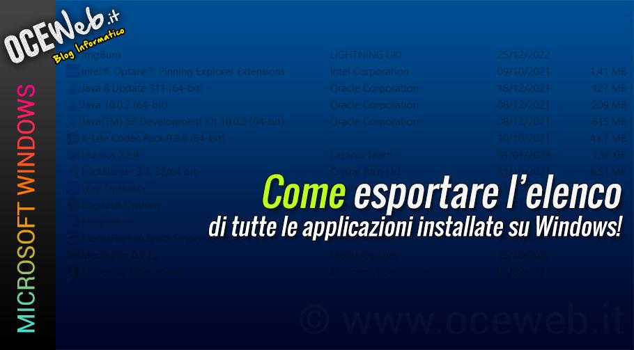 Come esportare l'elenco di tutte le applicazioni di Windows