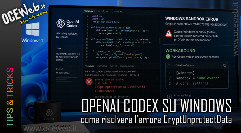 Codex su Windows: come risolvere l’errore CryptUnprotectData 2148073483 Codex su Windows: come risolvere l’errore CryptUnprotectData 2148073483