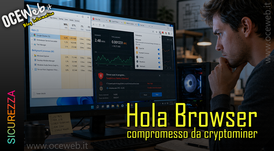 Hola Browser compromesso da cryptominer: cosa controllare subito
