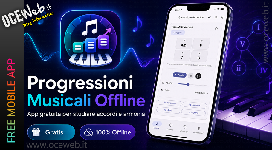 Progressioni Musicali Offline per Android: l’app gratuita per studiare accordi e armonia